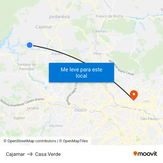 Cajamar to Casa Verde map