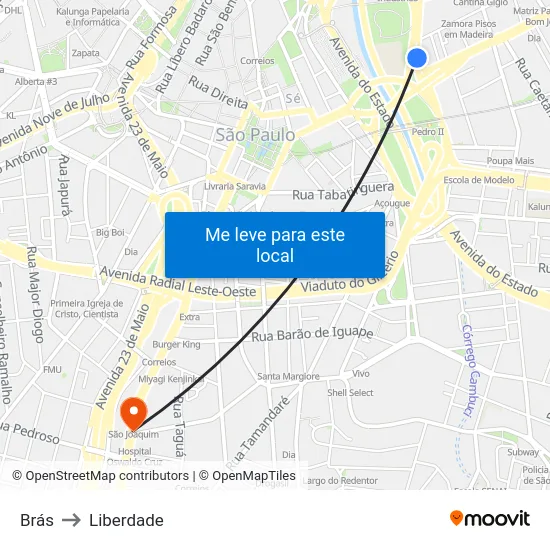Brás to Liberdade map