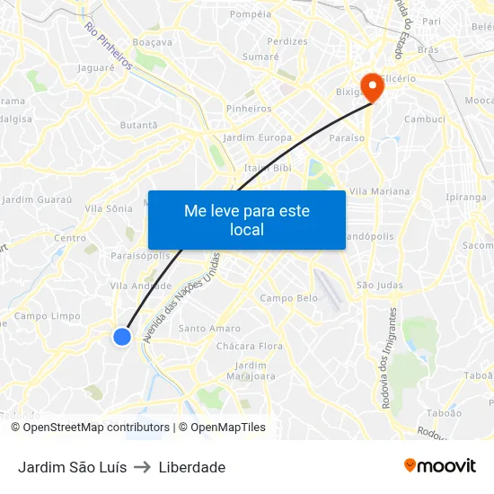 Jardim São Luís to Liberdade map