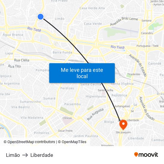 Limão to Liberdade map