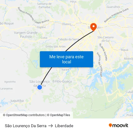 São Lourenço Da Serra to Liberdade map