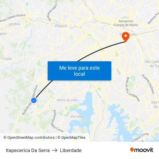 Itapecerica Da Serra to Liberdade map