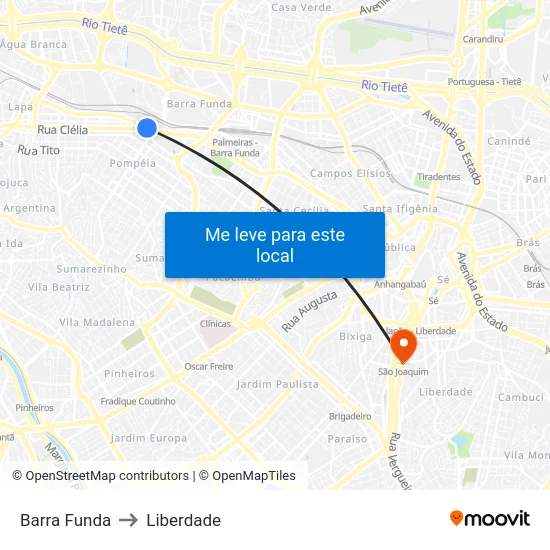 Barra Funda to Liberdade map