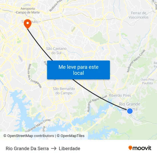 Rio Grande Da Serra to Liberdade map