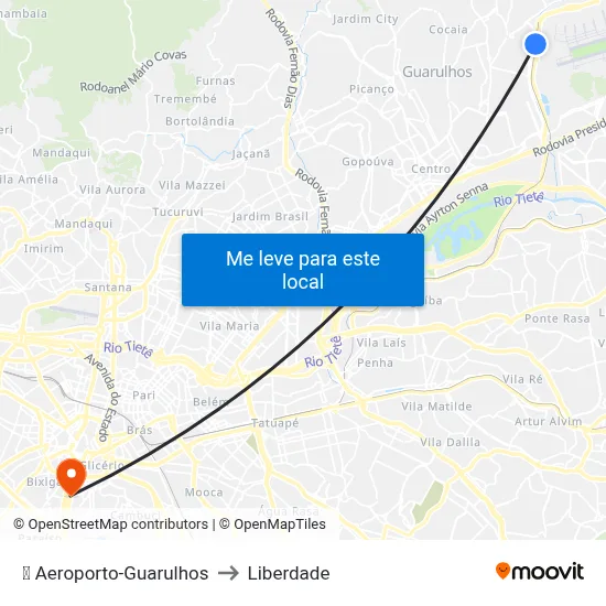 ✈️ Aeroporto-Guarulhos to Liberdade map
