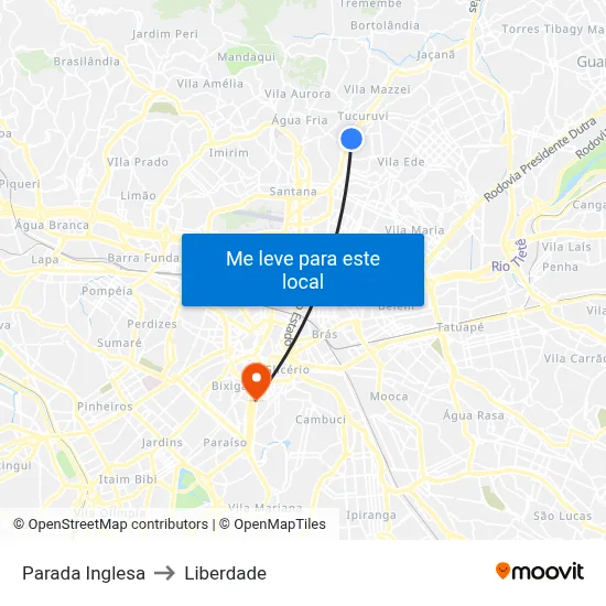 Parada Inglesa to Liberdade map
