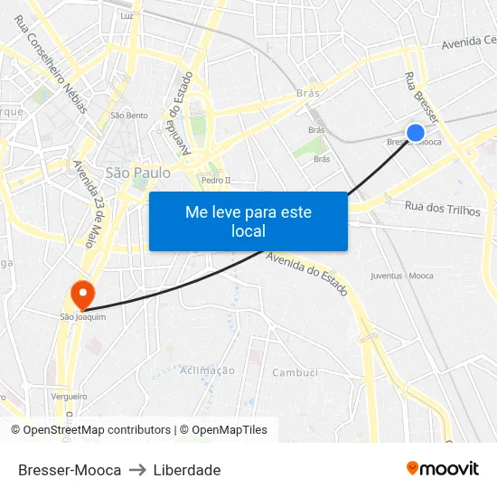 Bresser-Mooca to Liberdade map
