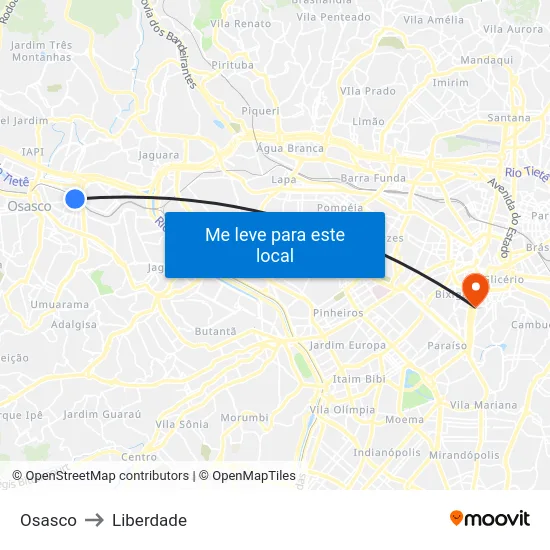 Osasco to Liberdade map