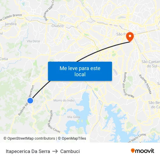 Itapecerica Da Serra to Cambuci map
