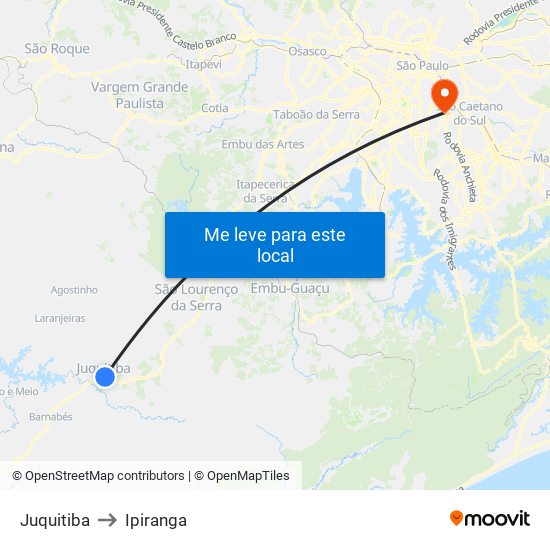Juquitiba to Ipiranga map