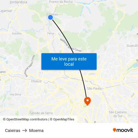 Caieiras to Moema map