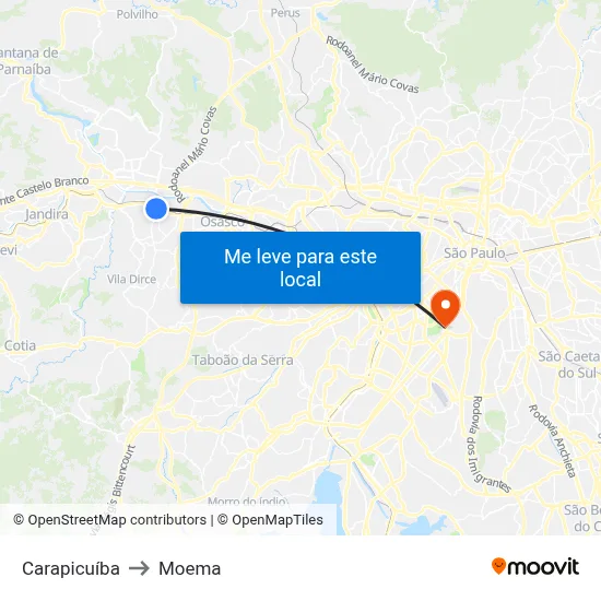 Carapicuíba to Moema map
