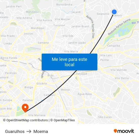 Guarulhos to Moema map