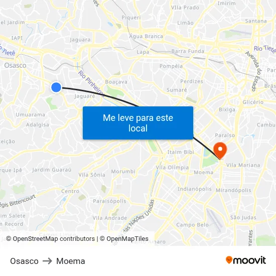 Osasco to Moema map