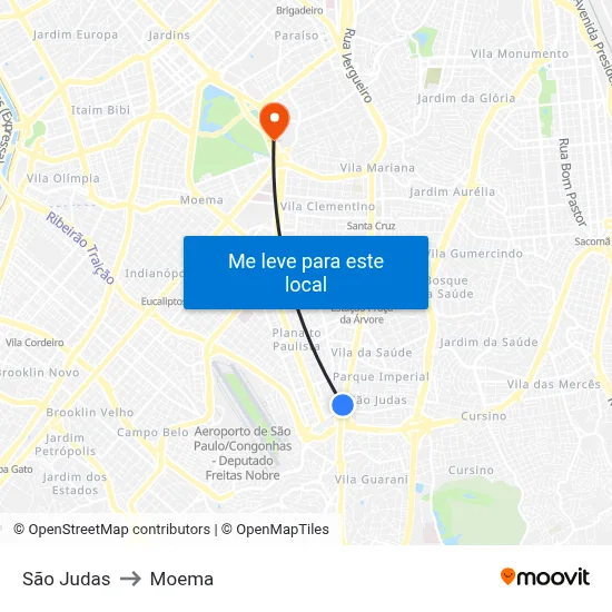 São Judas to Moema map