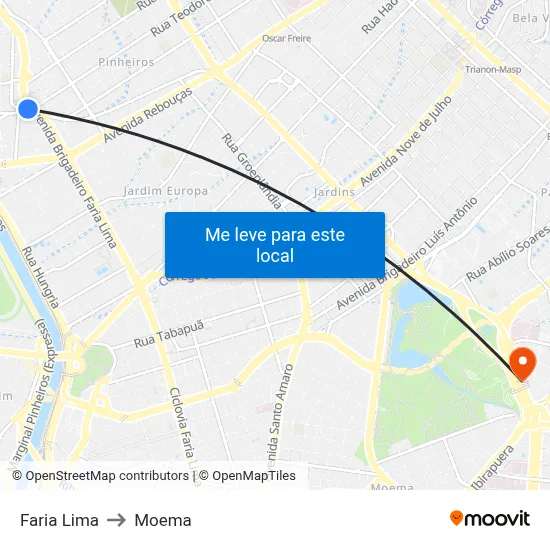 Faria Lima to Moema map