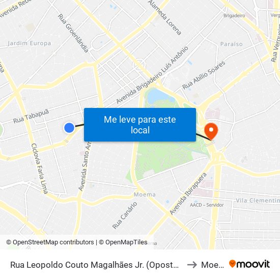Rua Leopoldo Couto Magalhães Jr. (Oposto Ao Nº 275) to Moema map