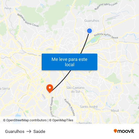 Guarulhos to Saúde map