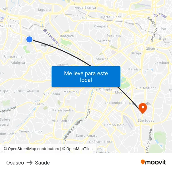 Osasco to Saúde map