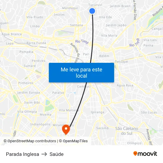 Parada Inglesa to Saúde map