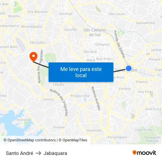 Santo André to Jabaquara map