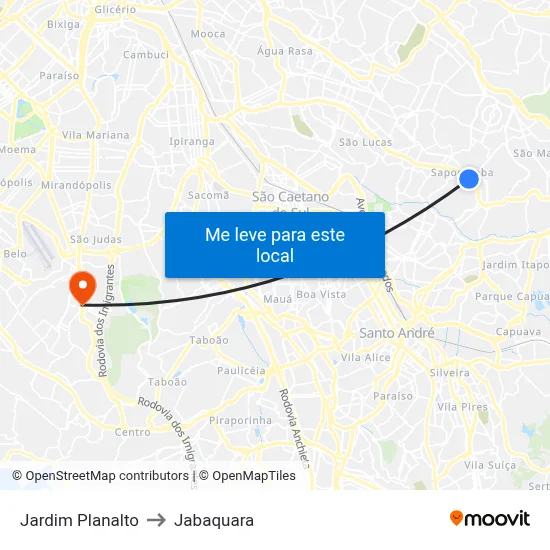Jardim Planalto to Jabaquara map