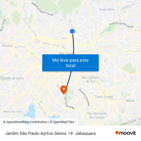 Jardim São Paulo-Ayrton Senna to Jabaquara map