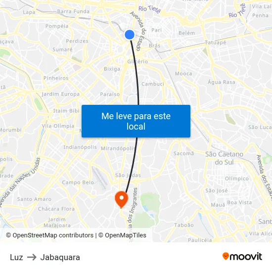 Luz to Jabaquara map
