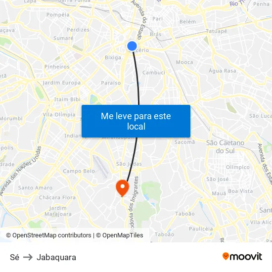 Sé to Jabaquara map