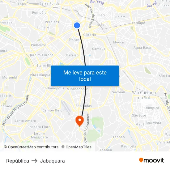 República to Jabaquara map