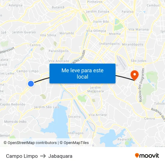 Campo Limpo to Jabaquara map