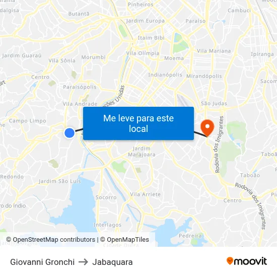 Giovanni Gronchi to Jabaquara map