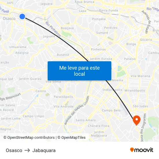 Osasco to Jabaquara map