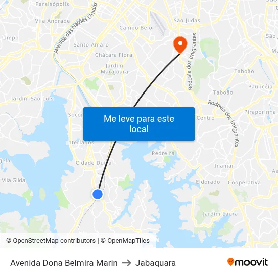 Avenida Dona Belmira Marin to Jabaquara map