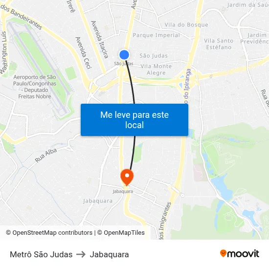 Metrô São Judas to Jabaquara map