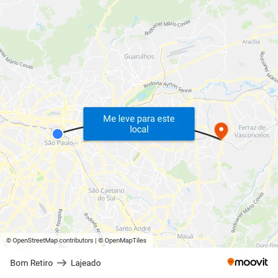Bom Retiro to Lajeado map