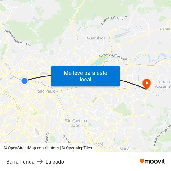 Barra Funda to Lajeado map