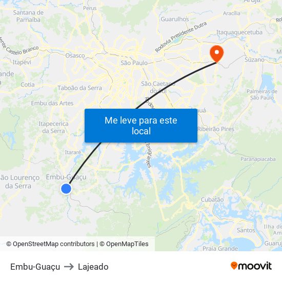 Embu-Guaçu to Lajeado map