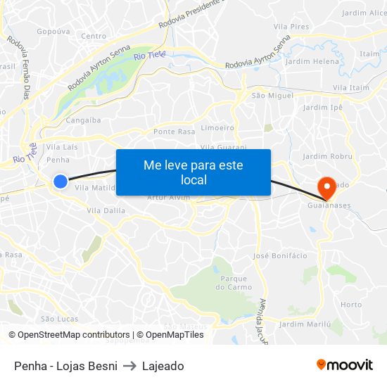 Penha - Lojas Besni to Lajeado map