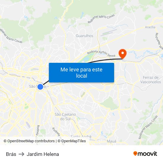 Brás to Jardim Helena map