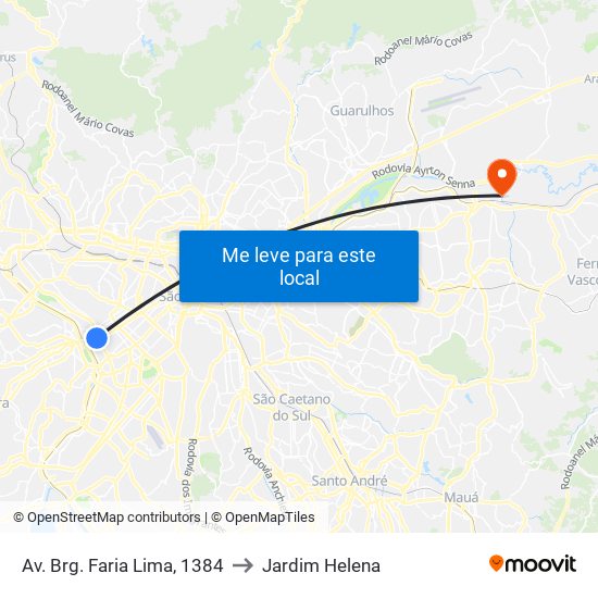Av. Brg. Faria Lima, 1384 to Jardim Helena map