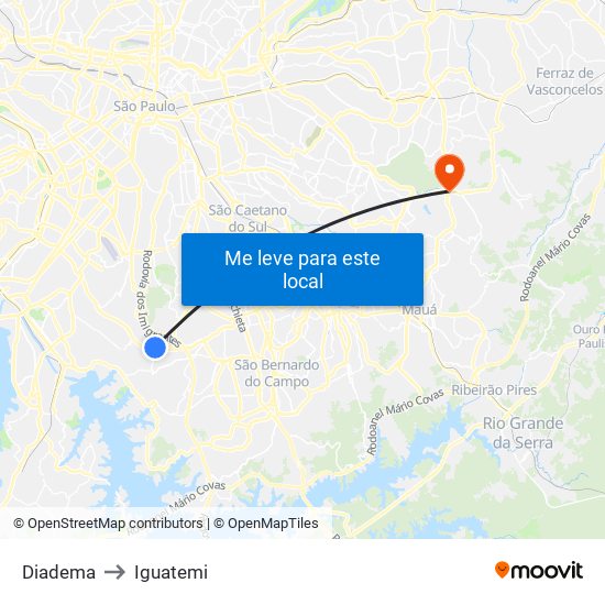 Diadema to Iguatemi map