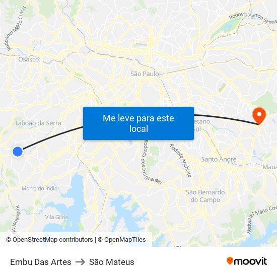 Embu Das Artes to São Mateus map