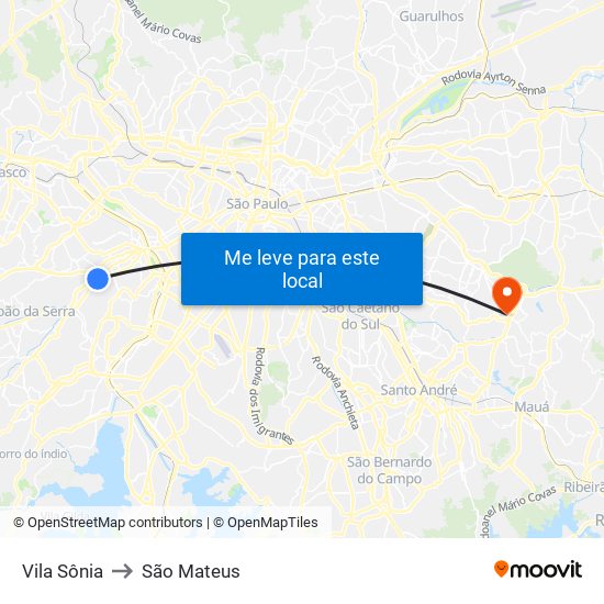 Vila Sônia to São Mateus map