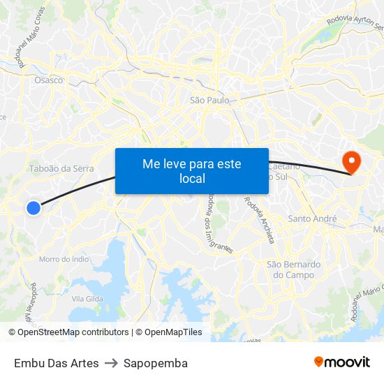 Embu Das Artes to Sapopemba map