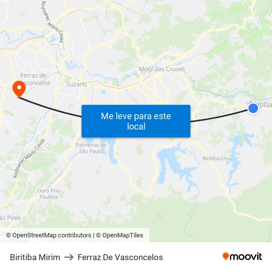 Biritiba Mirim to Ferraz De Vasconcelos map