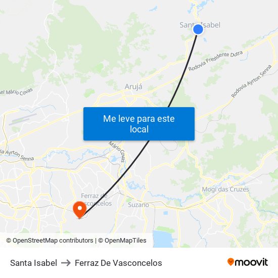 Santa Isabel to Ferraz De Vasconcelos map