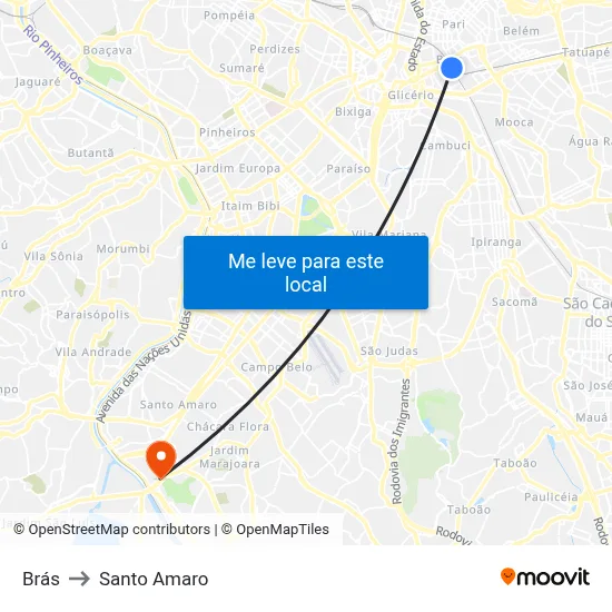 Brás to Santo Amaro map