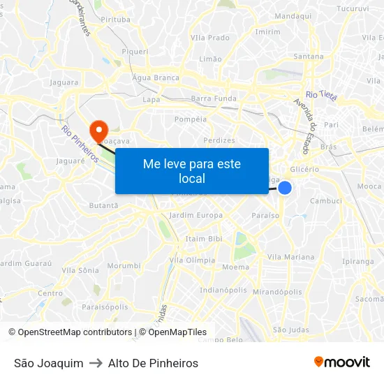 São Joaquim to Alto De Pinheiros map