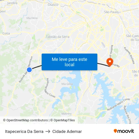 Itapecerica Da Serra to Cidade Ademar map